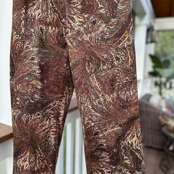 Dana Buchman vintage paisley leaf cotton twill 5 pocket pants brown Size 6P - Picture 5 of 8